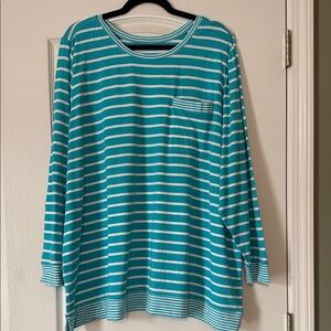 Belle by Kim Gravel Teal and White Striped Top